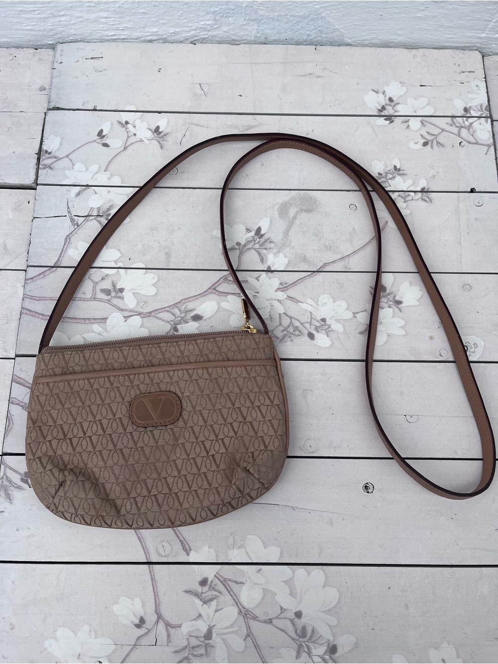 Valentino Garavani Brown Beige Monogram Crossbody Bag - Picture 6 of 11
